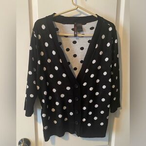 Torrid 2xl Retro Chic Cardigan Sweater black and white polka dot
